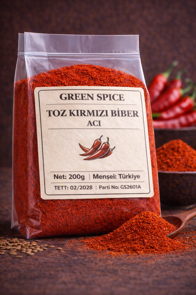Acı Toz Kırmızı Biber 200 g Doğal Baharat | GreenSpice