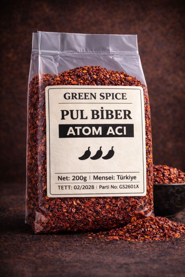 Atom Acı Pul Biber 200 g Çok Acı Baharat | GreenSpice