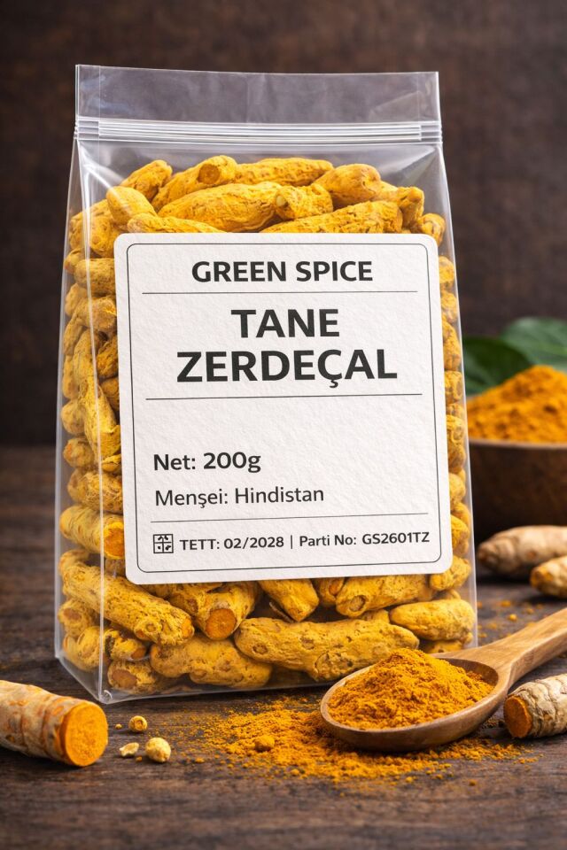 Tane Zerdeçal (Kök) 200 g Doğal Zerdeçal | GreenSpice