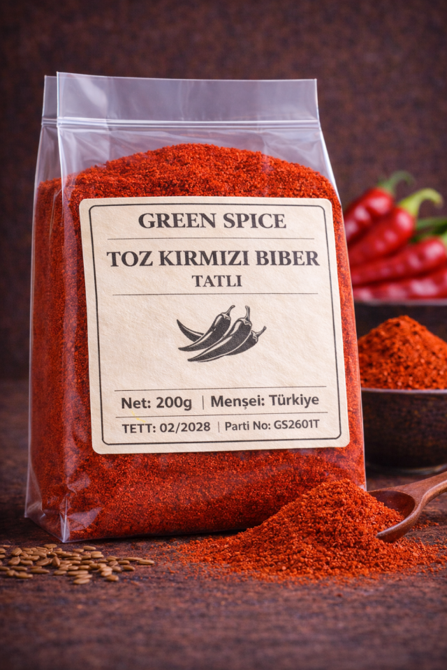 Tatlı Toz Kırmızı Biber 200 g Doğal Baharat | GreenSpice