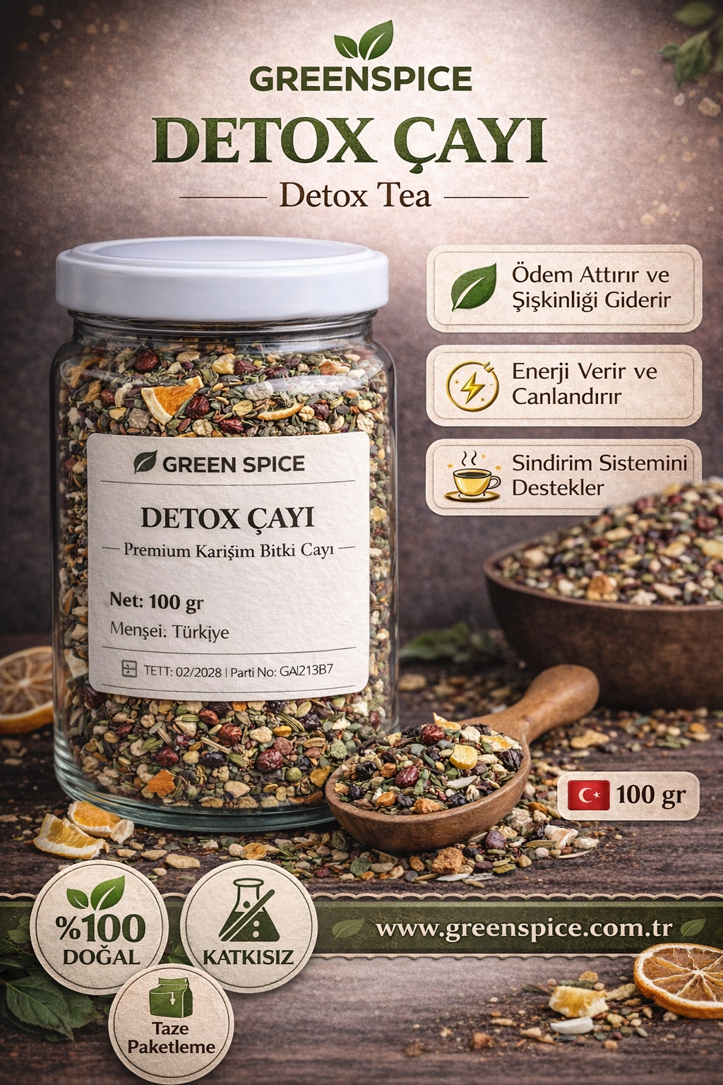 Detox Çayı 100 g Doğal Bitki Çayı Karışımı | GreenSpice