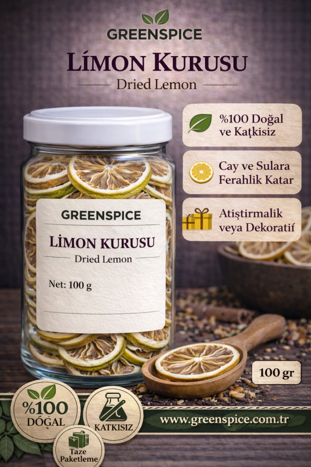 Limon Kurusu 100 g Doğal Kurutulmuş Limon | GreenSpice