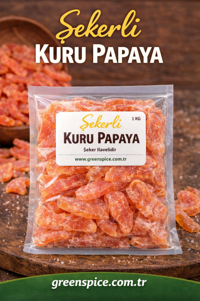 Şekerli Kuru Papaya 1 kg Kurutulmuş Meyve | GreenSpice